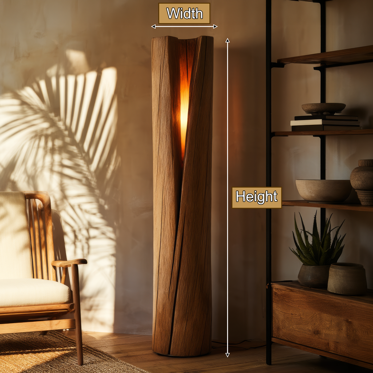 Valtheris Sculpted Slit Integrated LED Wood Floor Lamp - Timberustic Floor Lamp