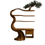 Valtheris Sculpted Solid Wood Tree Bookshelf with Drawers Brown - Timberustic Tree Bookshelf