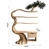 Valtheris Sculpted Solid Wood Tree Bookshelf with Drawers - Timberustic Tree Bookshelf