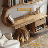 Valtheris Sculpted Solid Wood Tree Bookshelf with Drawers - Timberustic Tree Bookshelf