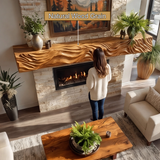 Valtrevia Sculpted Solid Wood Fireplace Mantel Shelf - Timberustic Fireplace Mantel Shelf