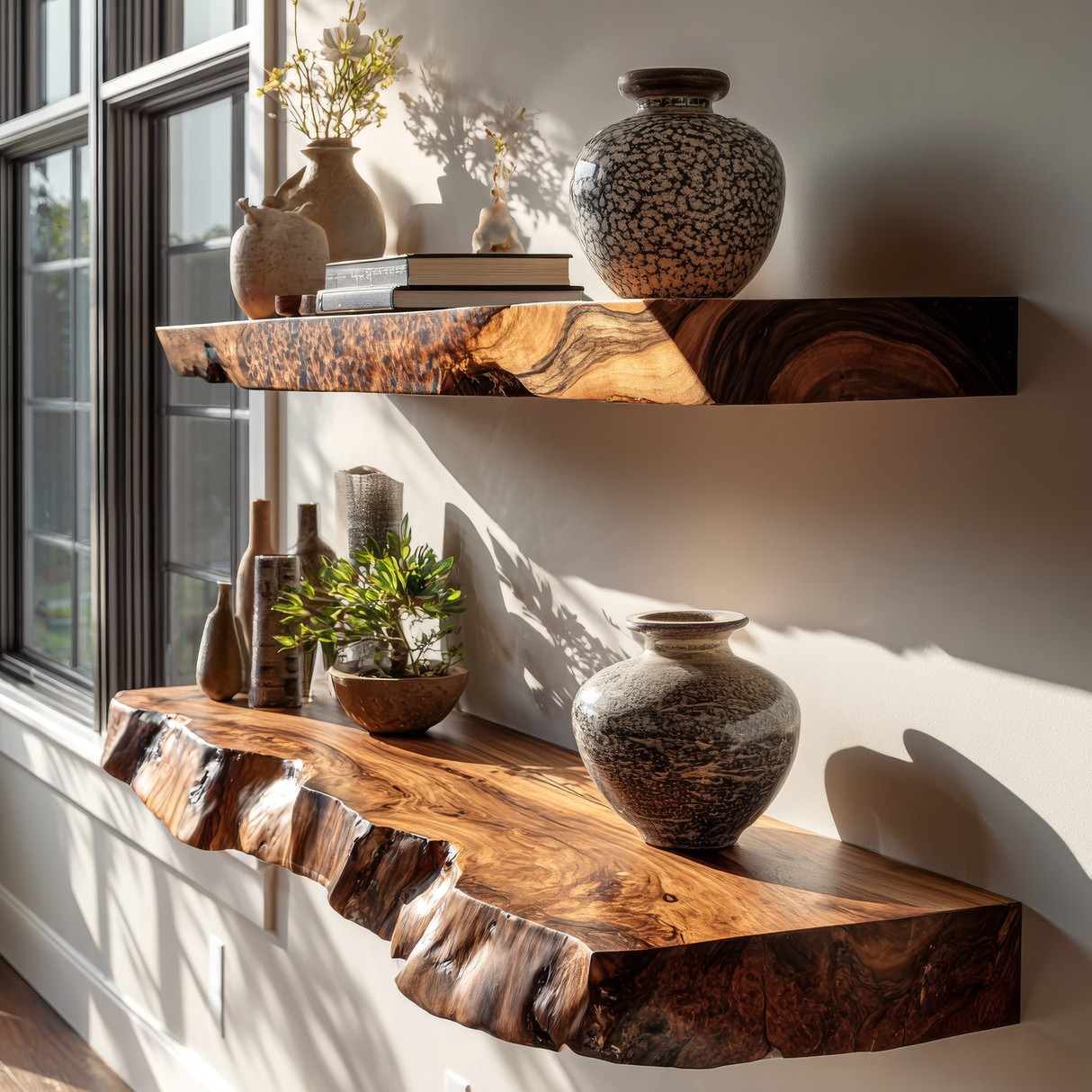 Varcello Live Edge Solid Wood Floating Shelf SPA365435 - Timberustic Floating Shelf