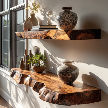 Varcello Live Edge Solid Wood Floating Shelf SPA365435 - Timberustic Floating Shelf