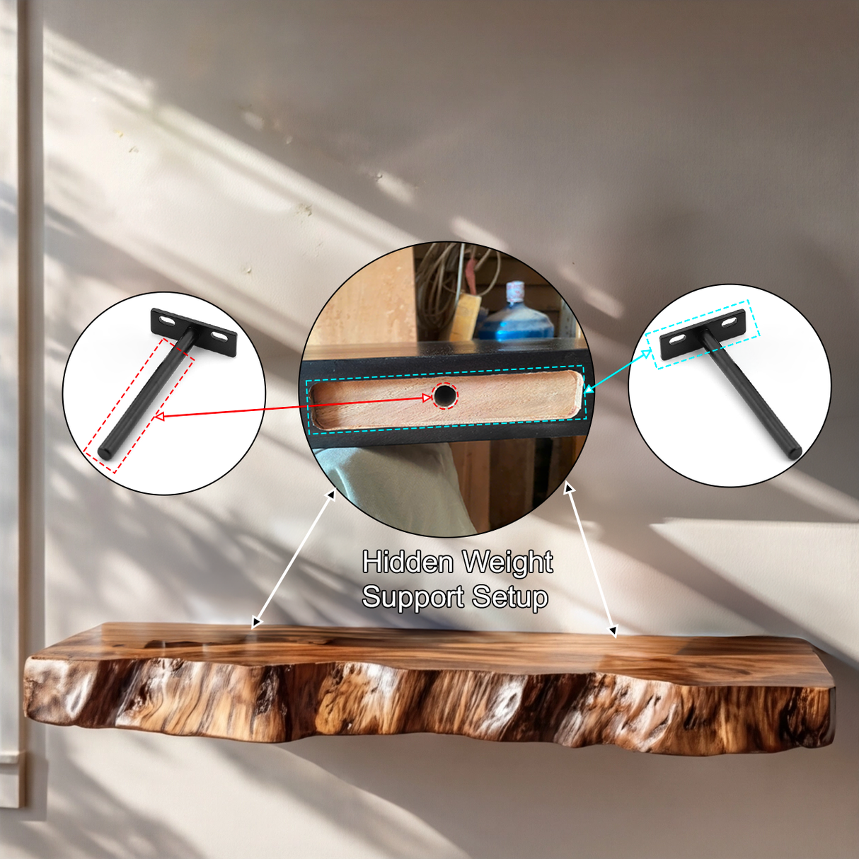 Varcello Live Edge Solid Wood Floating Shelf SPA365435 - Timberustic Floating Shelf