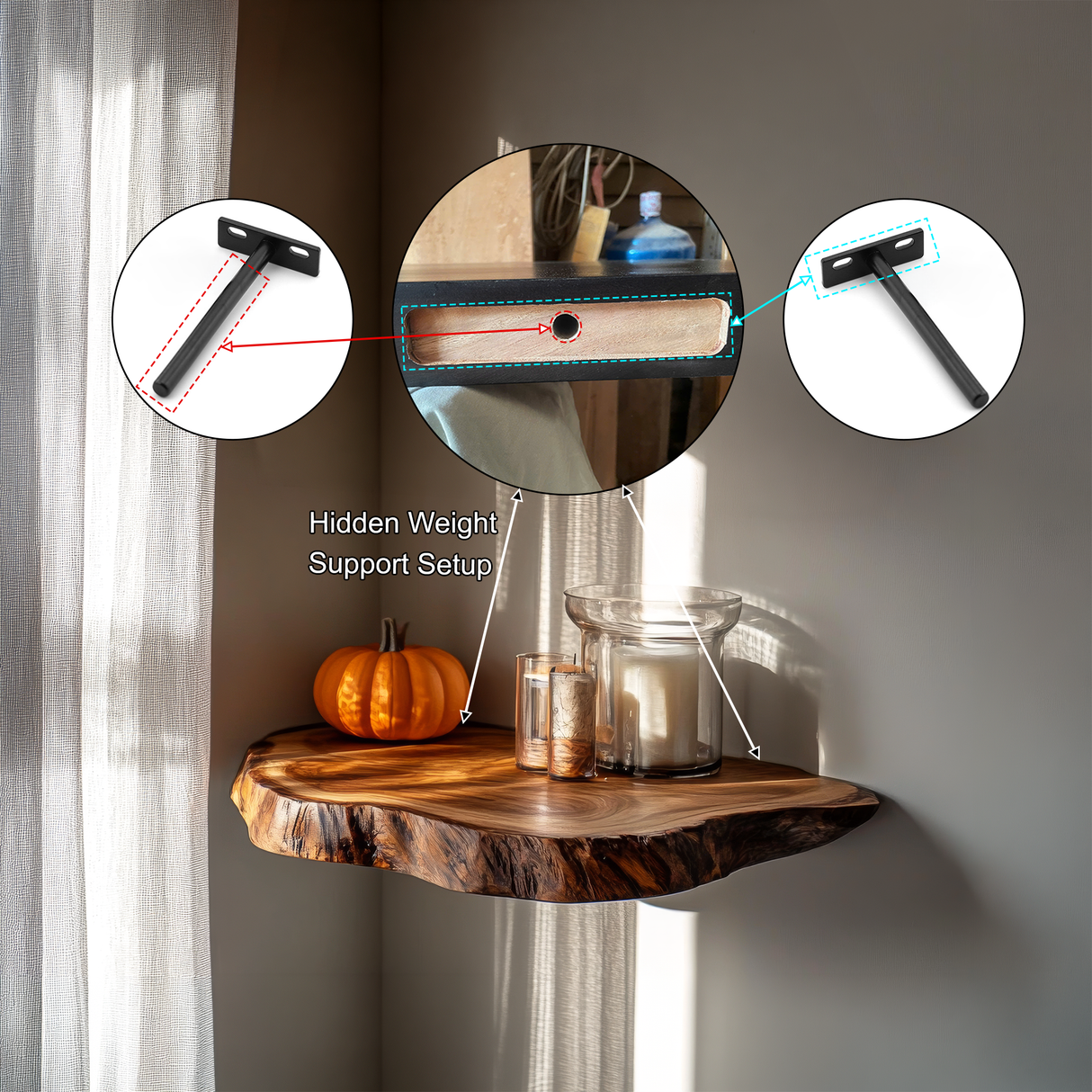 Vardell Live Edge Solid Wood Floating Shelf SPA638541 - Timberustic Floating Shelf