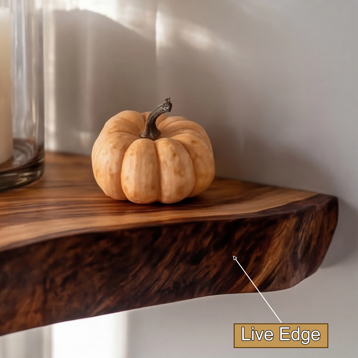 Vardell Live Edge Solid Wood Floating Shelf SPA638541 - Timberustic Floating Shelf