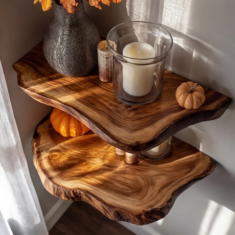 Vardell Live Edge Solid Wood Floating Shelf SPA638541 - Timberustic Floating Shelf