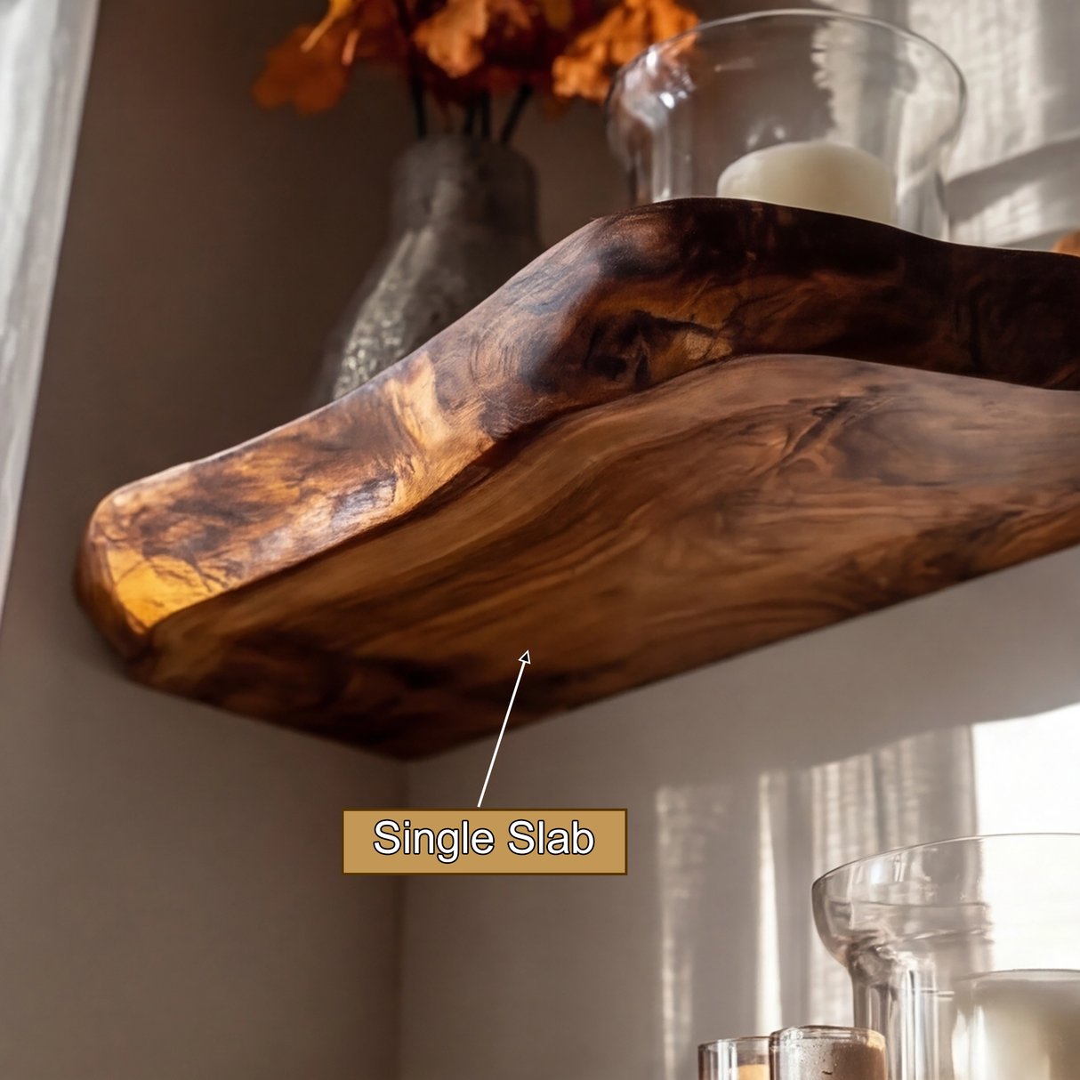 Vardell Live Edge Solid Wood Floating Shelf SPA638541 - Timberustic Floating Shelf