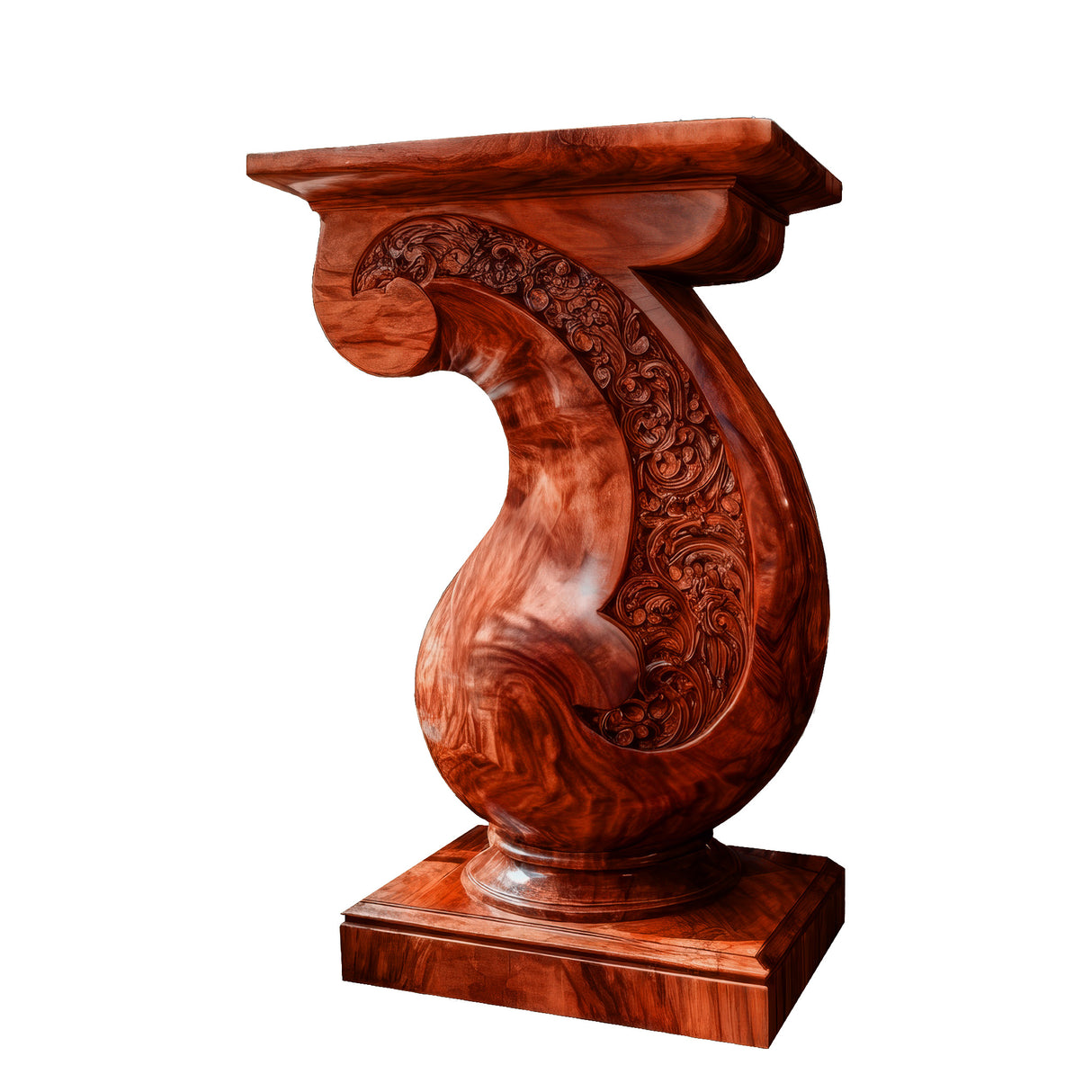 Varellion Solid Wood Sculpted Pedestal Stand Mahogany - Timberustic Pedestal Stand