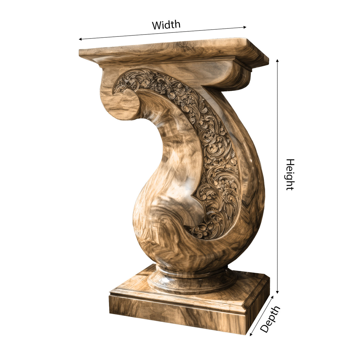 Varellion Solid Wood Sculpted Pedestal Stand - Timberustic Pedestal Stand