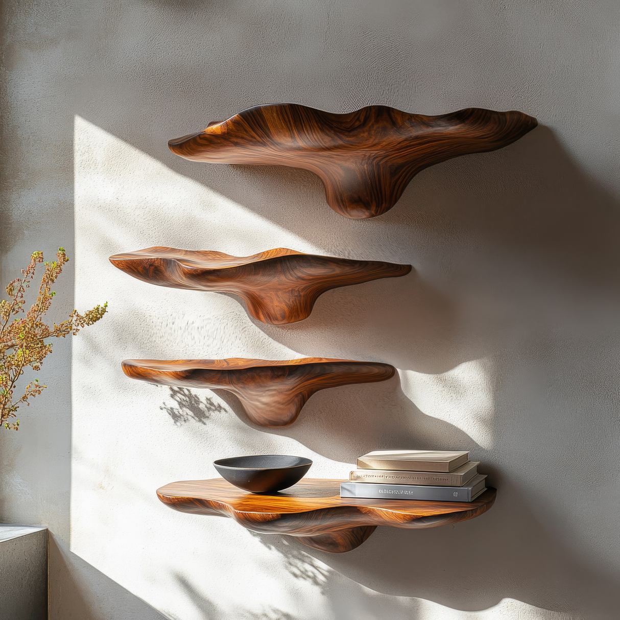 Varellis Live Edge Solid Wood Mushroom Floating Shelf SPA395932 - Timberustic Floating Shelf