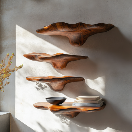 Varellis Live Edge Solid Wood Mushroom Floating Shelf SPA395932 - Timberustic Floating Shelf