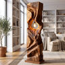 Varellis Sculpted Solid Wood Floor Lamp Brown - Timberustic Floor Lamp