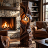 Varellis Sculpted Solid Wood Floor Lamp Dark Walnut - Timberustic Floor Lamp