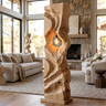 Varellis Sculpted Solid Wood Floor Lamp Natural Oak - Timberustic Floor Lamp