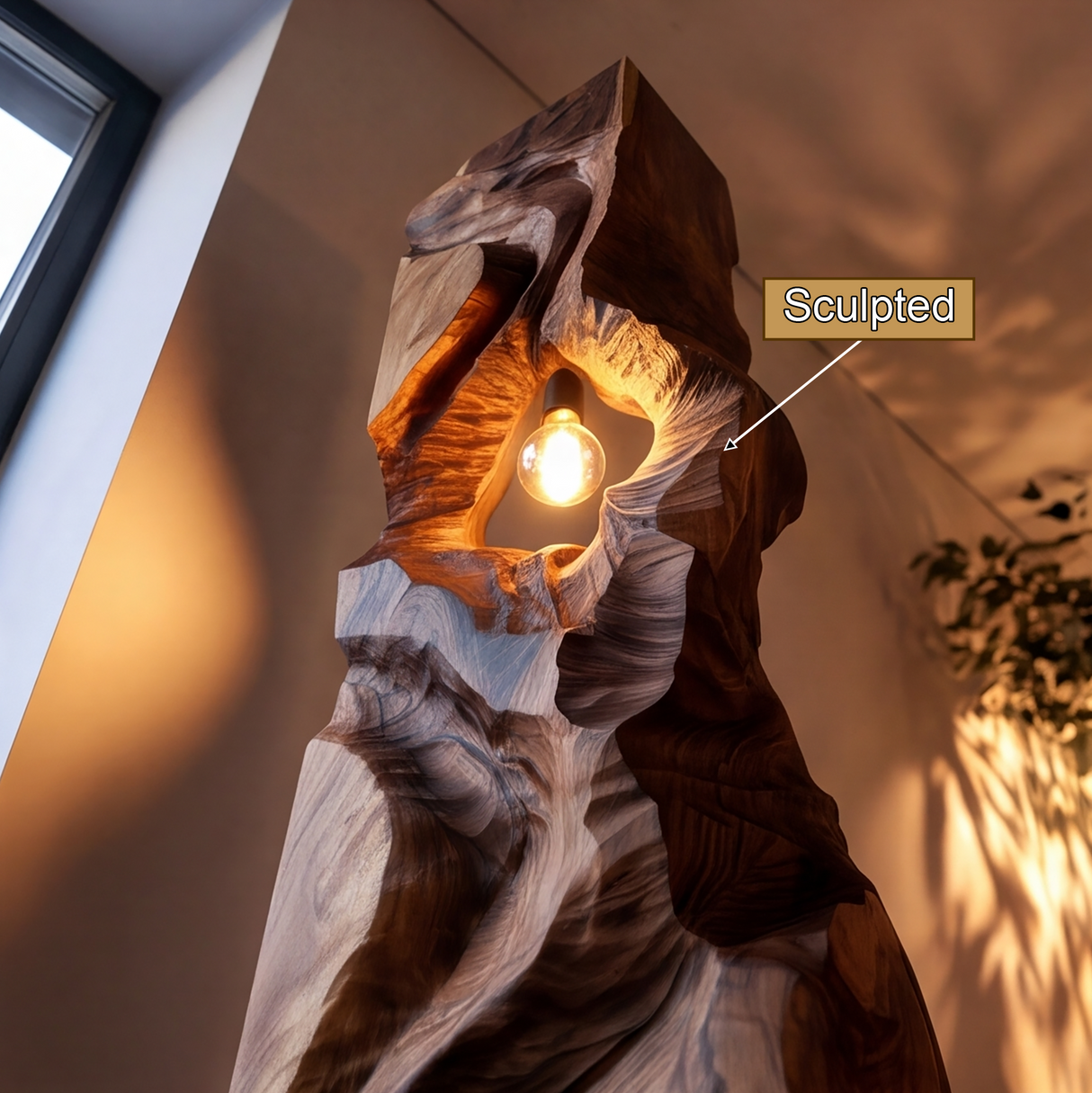 Varellis Sculpted Solid Wood Floor Lamp - Timberustic Floor Lamp
