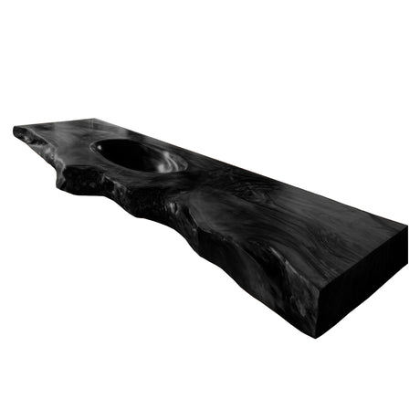 Varello Handcrafted Live Edge Solid Wood Floating Bathroom Vanity with Integrated Sink Black - Timberustic Floating Bathroom Vanity with Integrated Sink