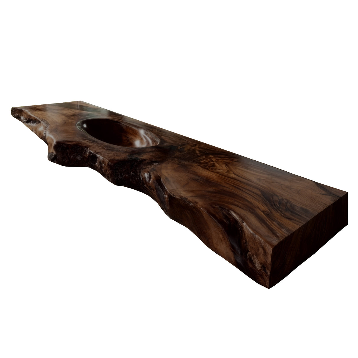 Varello Handcrafted Live Edge Solid Wood Floating Bathroom Vanity with Integrated Sink Dark Walnut - Timberustic Floating Bathroom Vanity with Integrated Sink