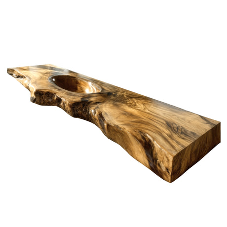 Varello Handcrafted Live Edge Solid Wood Floating Bathroom Vanity with Integrated Sink Natural Oak - Timberustic Floating Bathroom Vanity with Integrated Sink