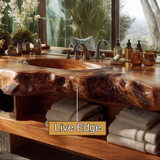 Varello Handcrafted Live Edge Solid Wood Floating Bathroom Vanity with Integrated Sink - Timberustic Floating Bathroom Vanity with Integrated Sink