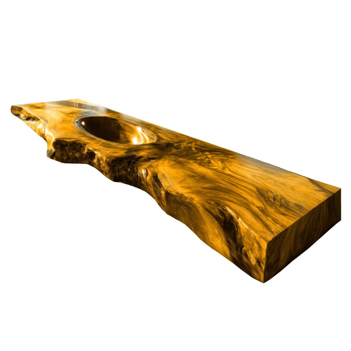 Varello Handcrafted Live Edge Solid Wood Floating Bathroom Vanity with Integrated Sink Teak - Timberustic Floating Bathroom Vanity with Integrated Sink
