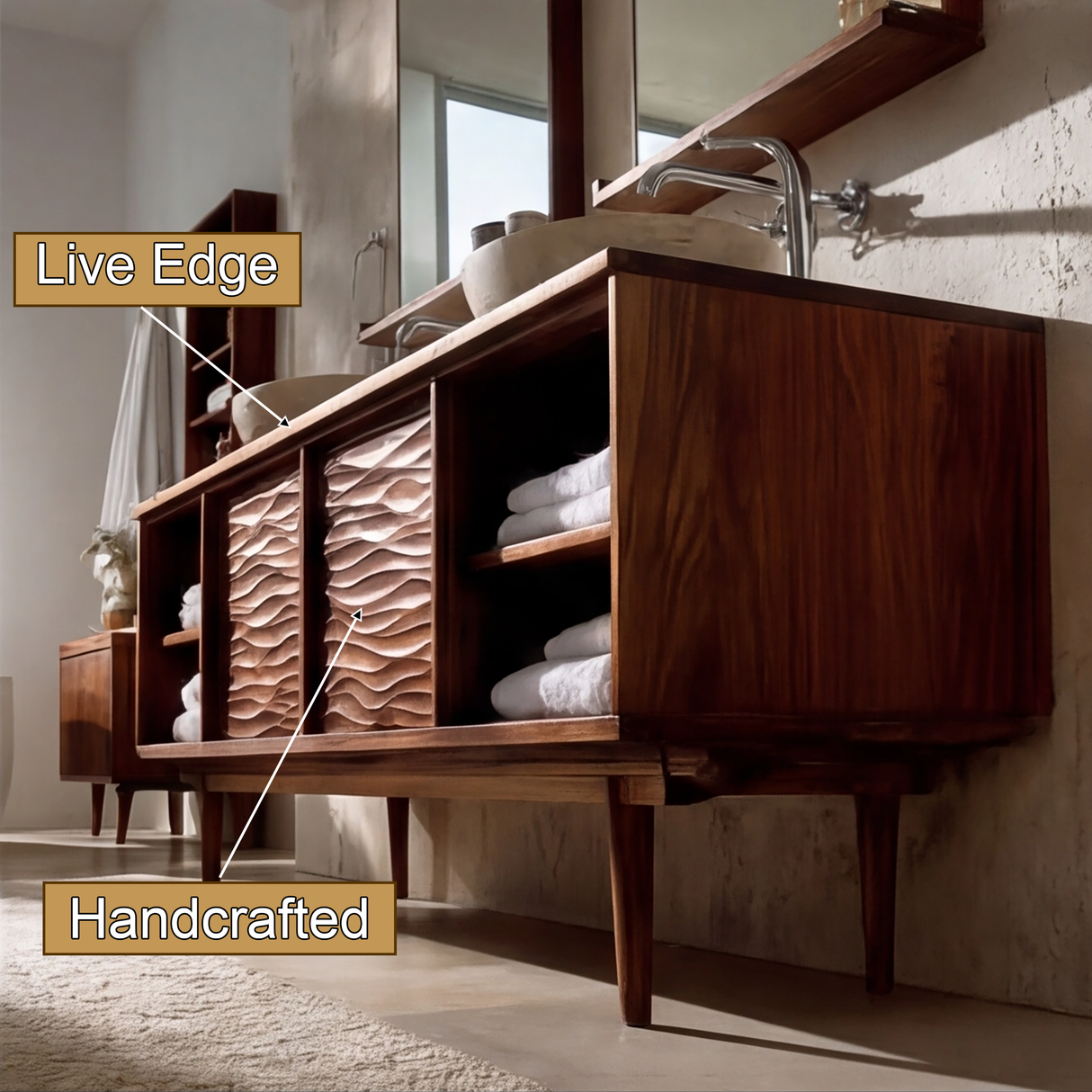 Varello Handcrafted Solid Wood Freestanding Bathroom Vanity with Cabinet - Timberustic Freestanding Bathroom Vanity with Cabinet