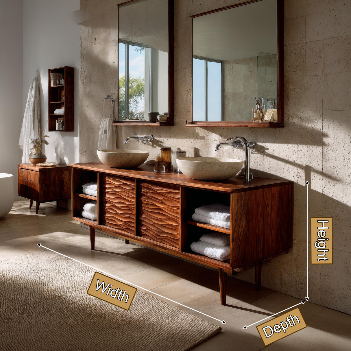 Varello Handcrafted Solid Wood Freestanding Bathroom Vanity with Cabinet - Timberustic Freestanding Bathroom Vanity with Cabinet