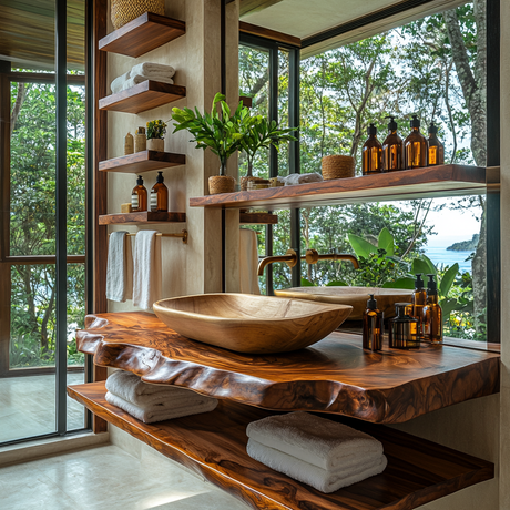 Varento Live Edge Solid Wood Floating Bathroom Vanity SPA346468 - Timberustic Floating Bathroom Vanity