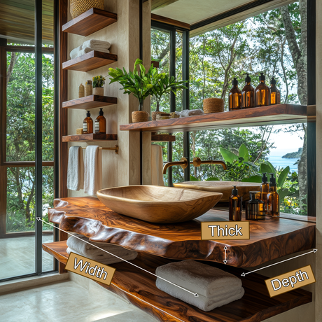 Varento Live Edge Solid Wood Floating Bathroom Vanity SPA346468 - Timberustic Floating Bathroom Vanity