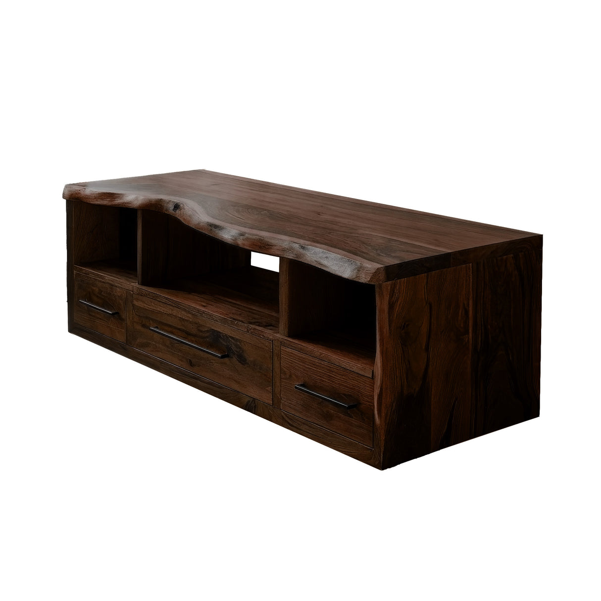 Vareon Live Edge Solid Wood Floating Bathroom Vanity with Drawers Dark Walnut - Timberustic Floating Bathroom Vanity With Drawers