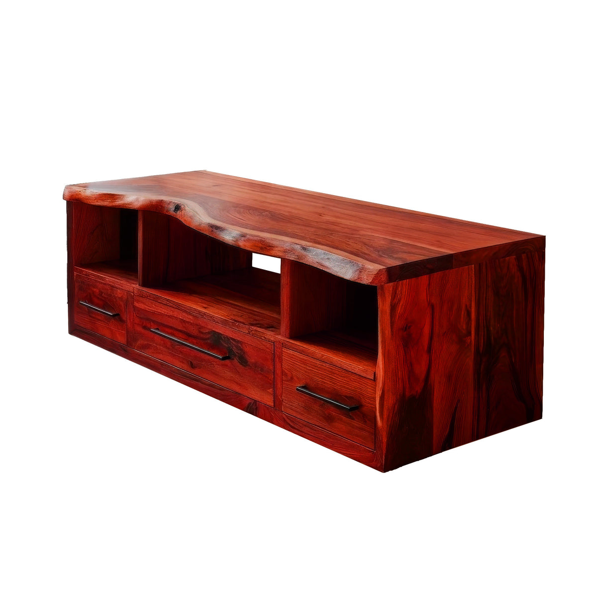 Vareon Live Edge Solid Wood Floating Bathroom Vanity with Drawers Mahogany - Timberustic Floating Bathroom Vanity With Drawers