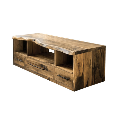 Vareon Live Edge Solid Wood Floating Bathroom Vanity with Drawers Natural Oak - Timberustic Floating Bathroom Vanity With Drawers