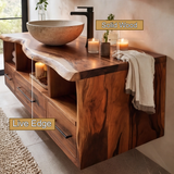 Vareon Live Edge Solid Wood Floating Bathroom Vanity with Drawers - Timberustic Floating Bathroom Vanity With Drawers
