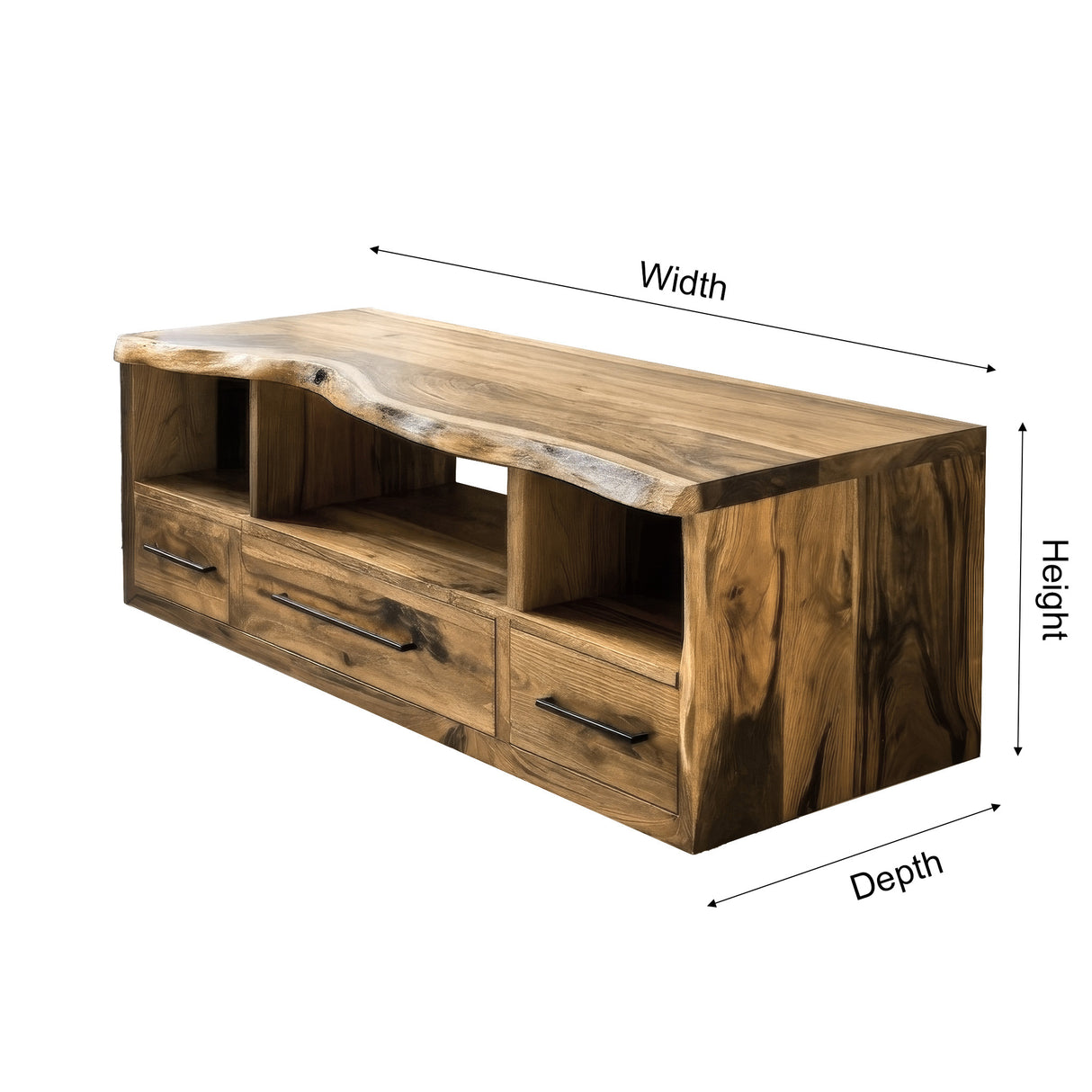 Vareon Live Edge Solid Wood Floating Bathroom Vanity with Drawers - Timberustic Floating Bathroom Vanity With Drawers