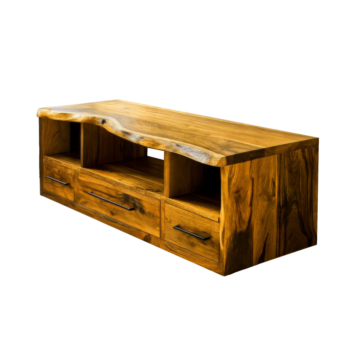 Vareon Live Edge Solid Wood Floating Bathroom Vanity with Drawers Teak - Timberustic Floating Bathroom Vanity With Drawers