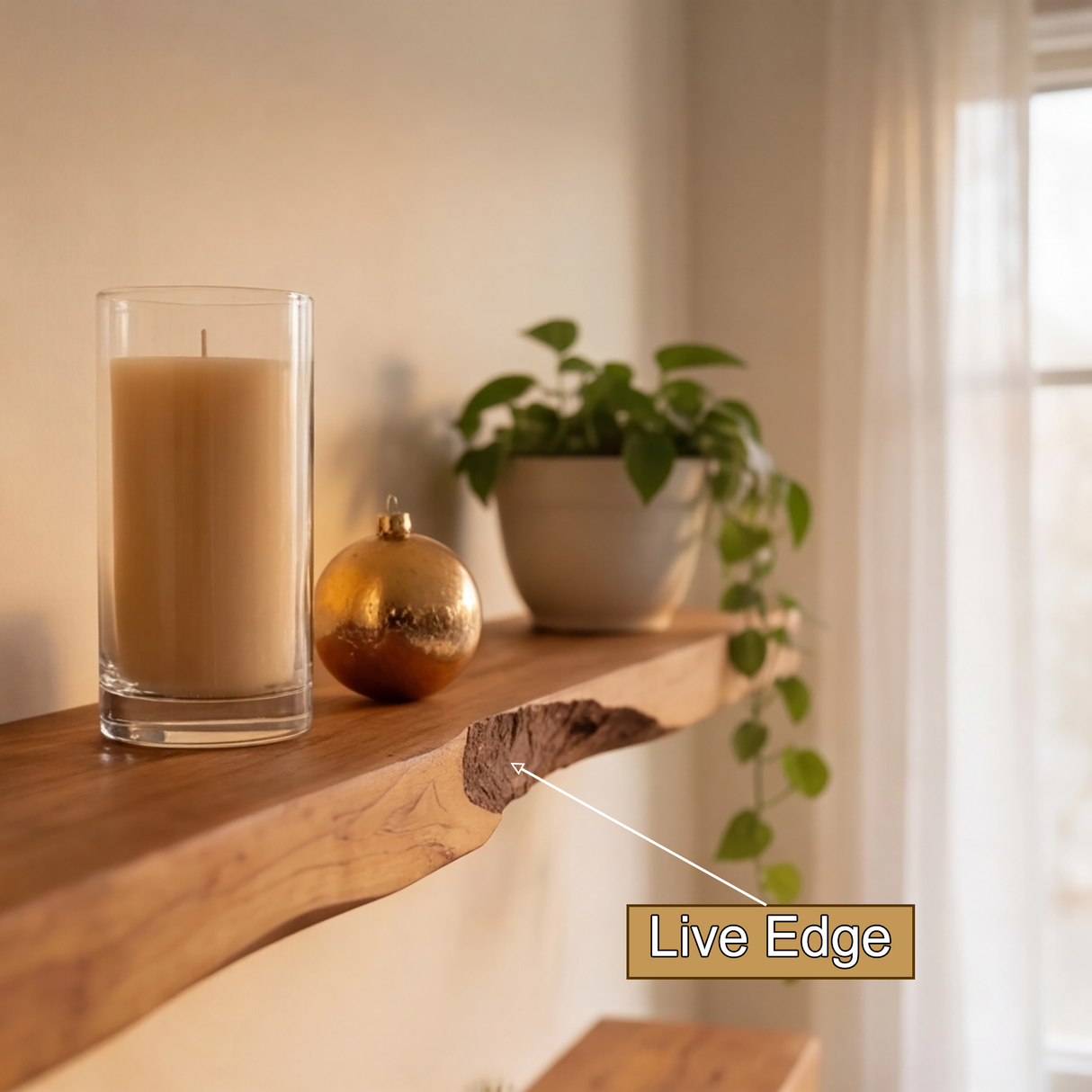 Vareon Live Edge Solid Wood Floating Shelf SPA941384 - Timberustic Floating Shelf