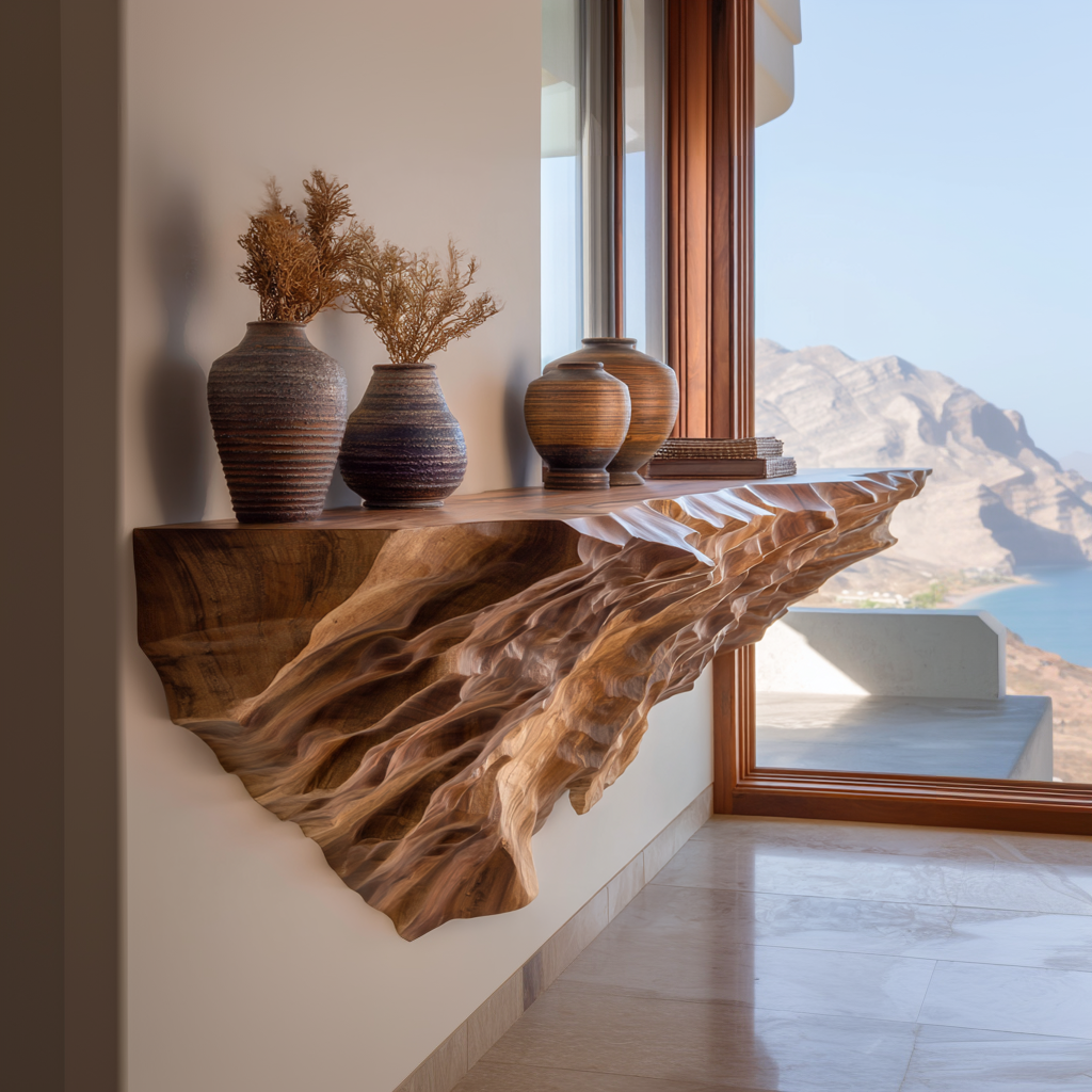 Varkenos Live Edge Solid Wood Mountain Floating Shelf - Timberustic Floating Shelf
