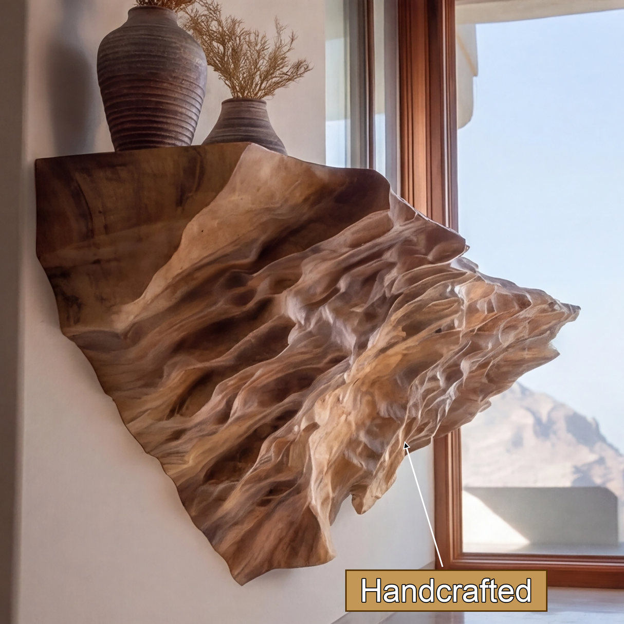 Varkenos Live Edge Solid Wood Mountain Floating Shelf - Timberustic Floating Shelf