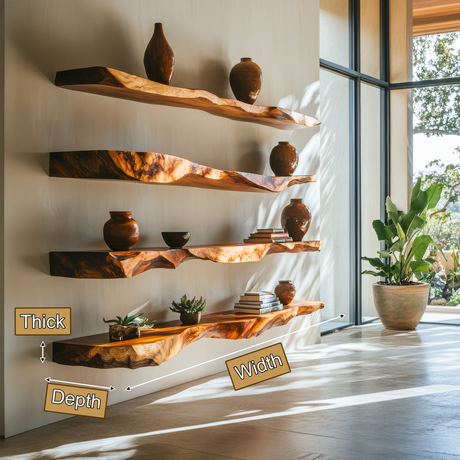 Varneth Live Edge Solid Wood Floating Shelf SPA503125 - Timberustic Floating Shelf