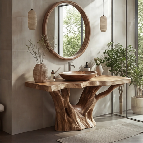 Varneth Treeform Solid Wood Freestanding Bathroom Vanity - Timberustic Freestanding Bathroom Vanity