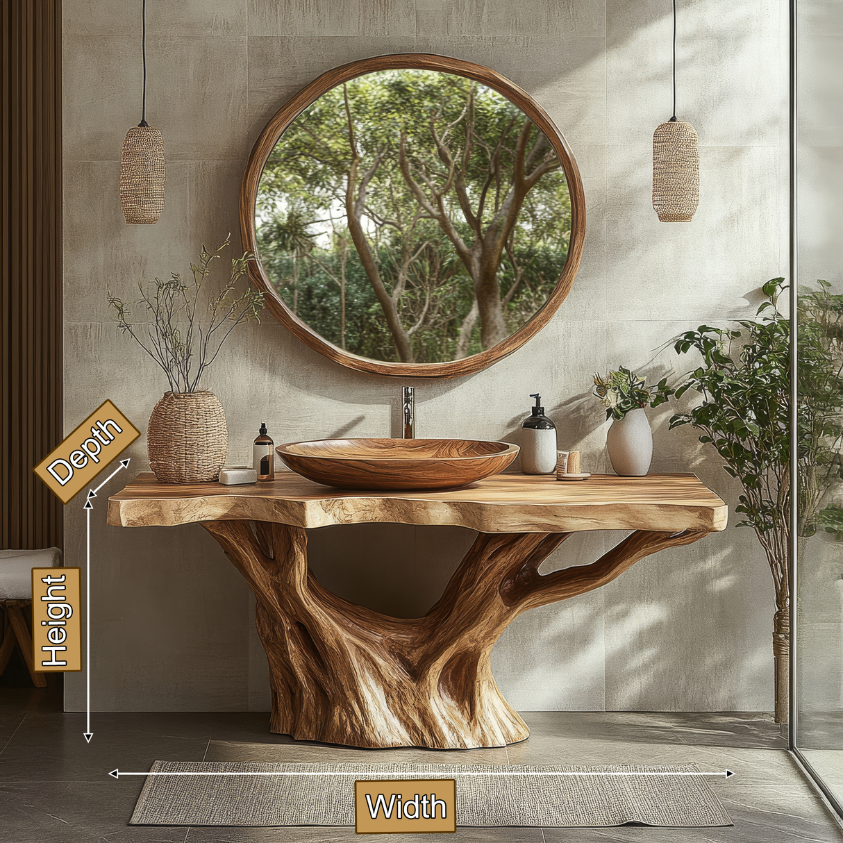 Varneth Treeform Solid Wood Freestanding Bathroom Vanity - Timberustic Freestanding Bathroom Vanity