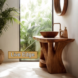 Varnis Rootform Solid Wood Freestanding Bathroom Vanity with Open Storage - Timberustic Freestanding Bathroom Vanity with Open Storage