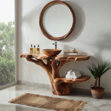 Velanor Sculpted Solid Wood Freestanding Bathroom Vanity with Shelves - Timberustic Freestanding Bathroom Vanity with Shelves