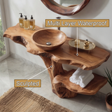 Velanor Sculpted Solid Wood Freestanding Bathroom Vanity with Shelves - Timberustic Freestanding Bathroom Vanity with Shelves