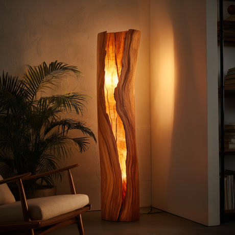 Velarith Sculpted Live Edge Integrated LED Wood Floor Lamp - Timberustic Floor Lamp