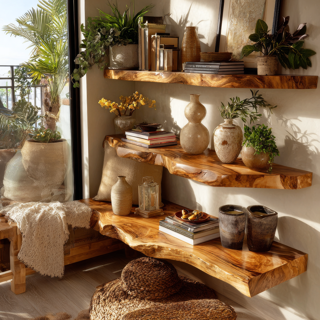 Velaro Live Edge Solid Wood Floating Shelf SPA680985 - Timberustic Floating Shelf