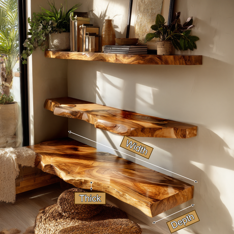 Velaro Live Edge Solid Wood Floating Shelf SPA680985 - Timberustic Floating Shelf