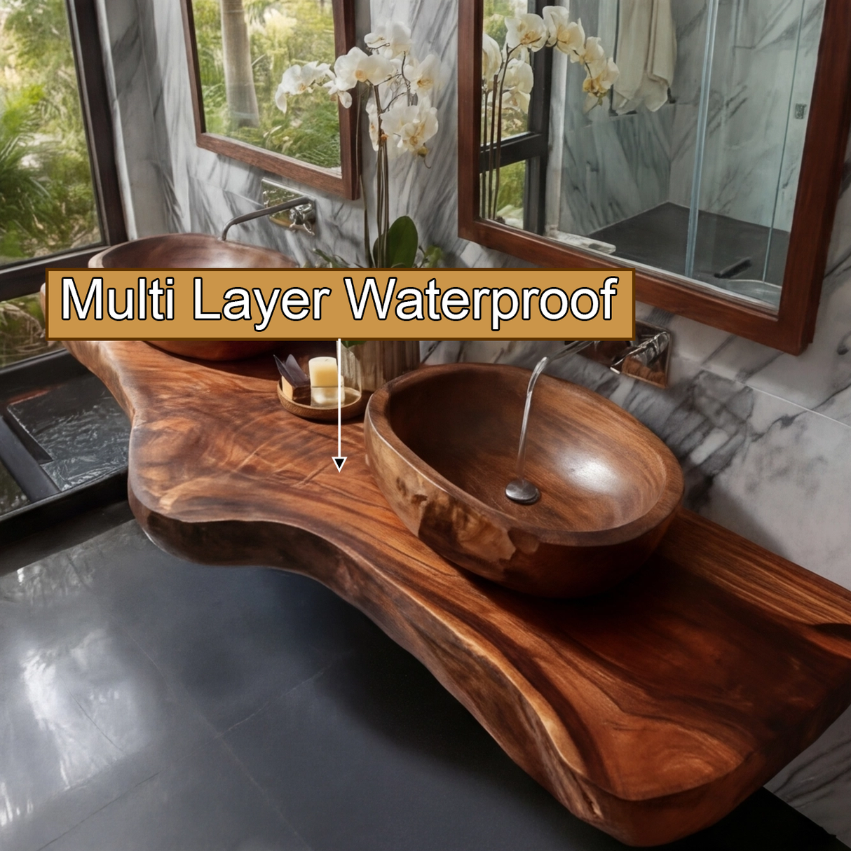 Velcanto Live Edge Solid Wood Floating Bathroom Vanity SPA349352 - Timberustic Floating Bathroom Vanity