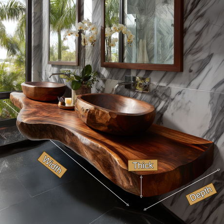 Velcanto Live Edge Solid Wood Floating Bathroom Vanity SPA349352 - Timberustic Floating Bathroom Vanity