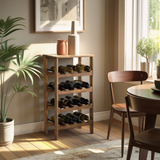 Velin Tier Solid Wood Wine Rack Cabinet